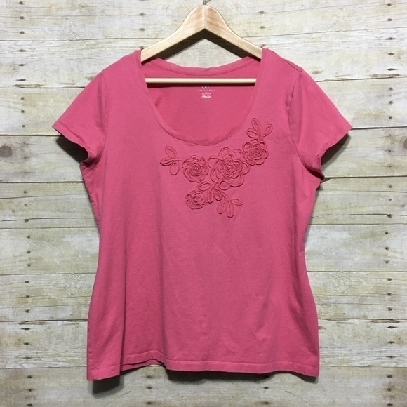 Studio Works floral soutache appliqué tee size XL - Picture 1 of 4